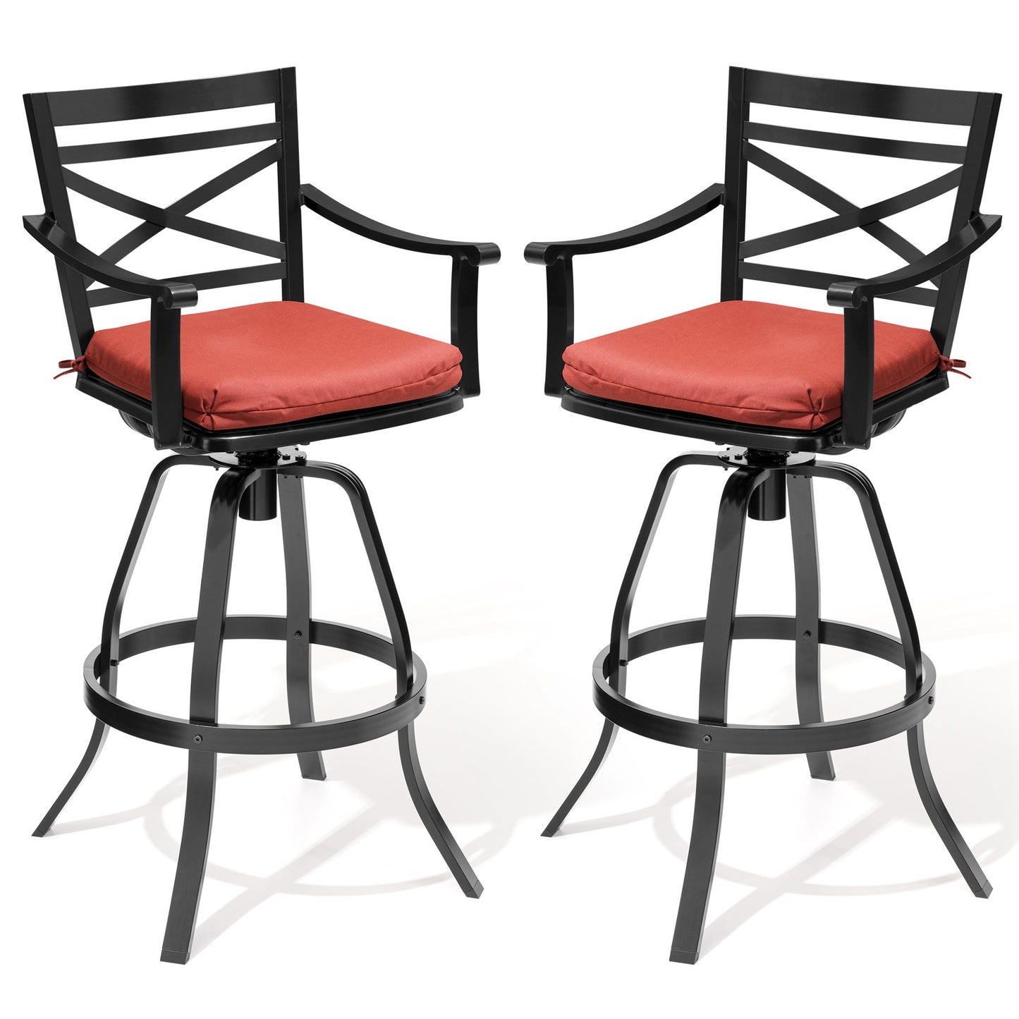 Crestlive Products Swivel Outdoor Bar Stools Set of 2 with Sunbrella Cushion and Cast Aluminum Frame