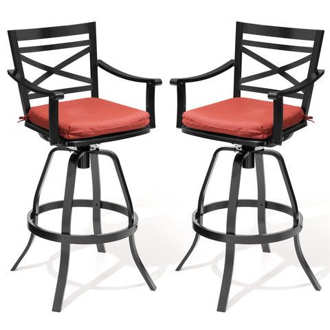 Aluminum outdoor swivel bar stool set in Red