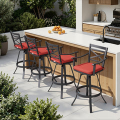 Aluminum Swivel Bar Stools Set of 2 with Sunbrella