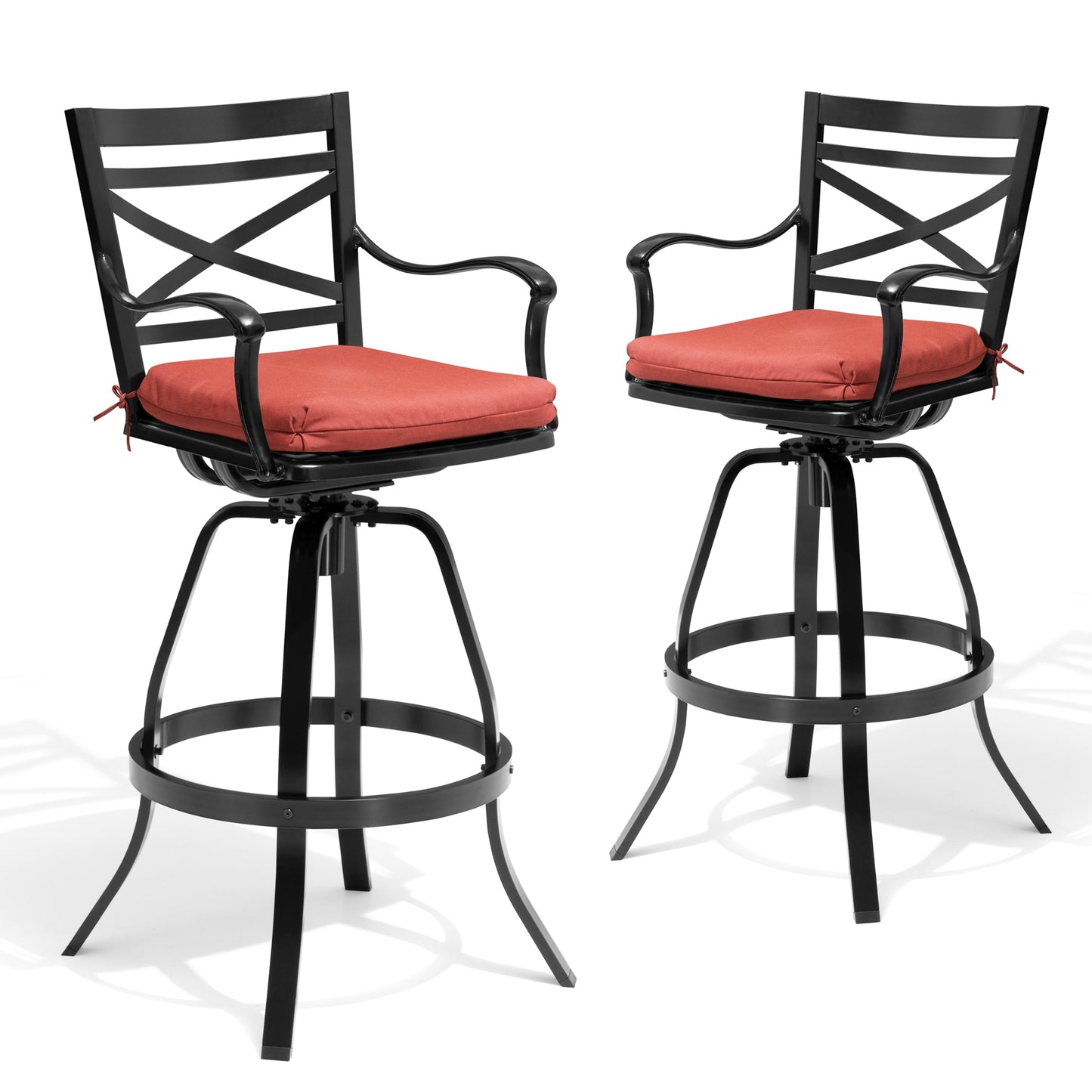 Crestlive Products Aluminum Outdoor Swivel Bar Stool Set of 2 with Sunbrella Cushion
