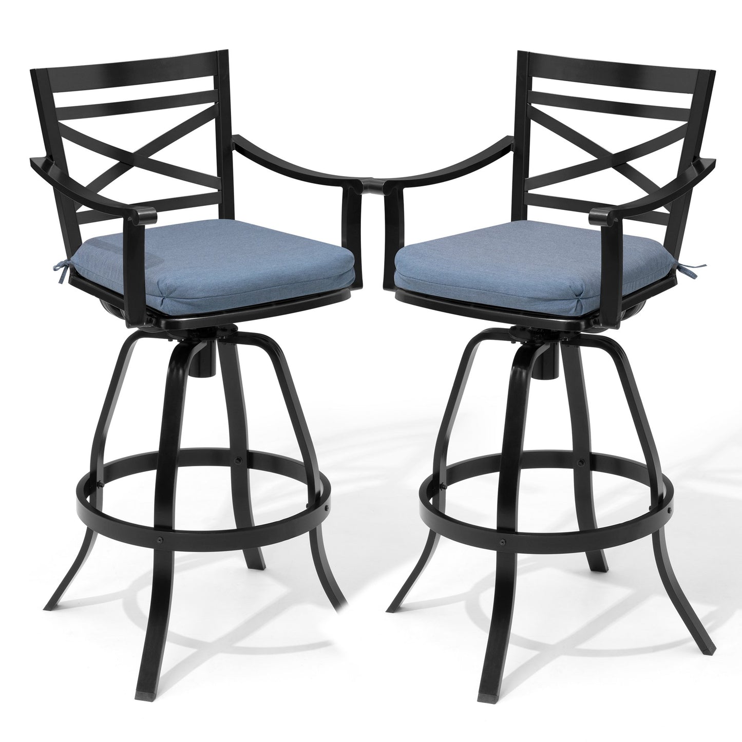 Crestlive Products Swivel Outdoor Bar Stools Set of 2 with Sunbrella Cushion and Cast Aluminum Frame