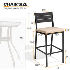Outdoor Patio Bar Stool Set of 2 with Cushion
