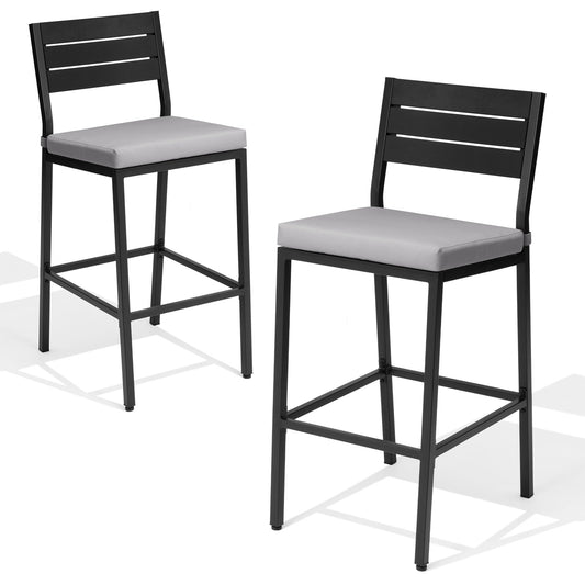 Crestlive Products Outdoor Patio Barstool Bar Stools with Cushion and Glass Bar Table Set