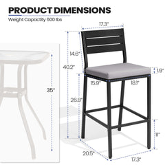 Outdoor Patio Bar Stool Set of 2 with Cushion