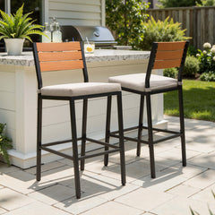 Outdoor Patio Bar Stool Set of 2 with Cushion