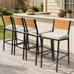 Outdoor Patio Bar Stool Set of 2 with Cushion