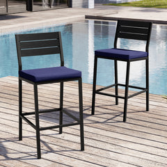 Outdoor Patio Bar Stool Set of 2 with Cushion