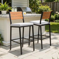 Outdoor Patio Bar Stool Set of 2 with Cushion