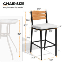 Outdoor Patio Bar Stool Set of 2 with Cushion