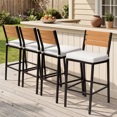 Outdoor Patio Bar Stool Set of 2 with Cushion