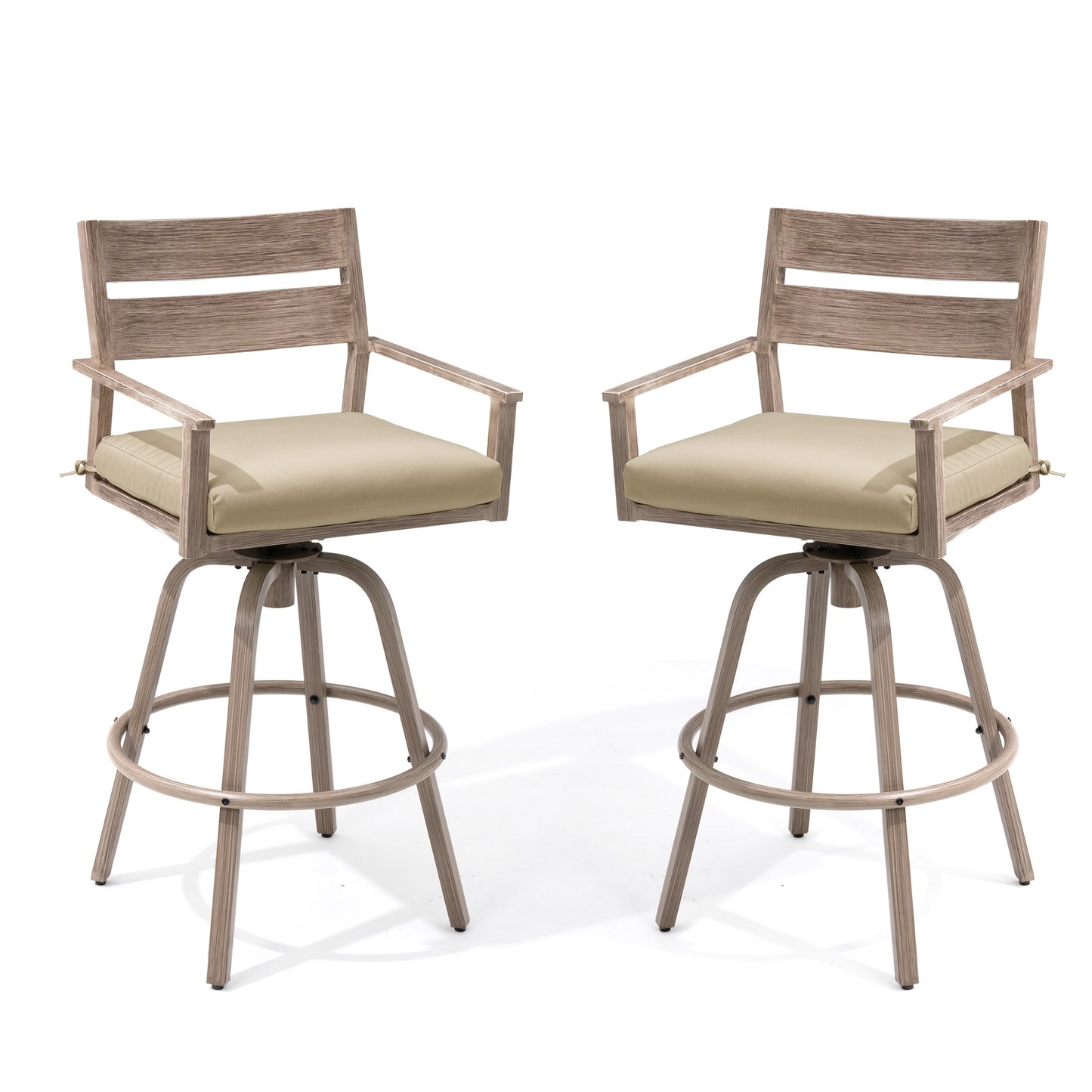 Crestlive Products Aluminum Outdoor Swivel Bar Stool Set of 2 with Sunbrella Cushion