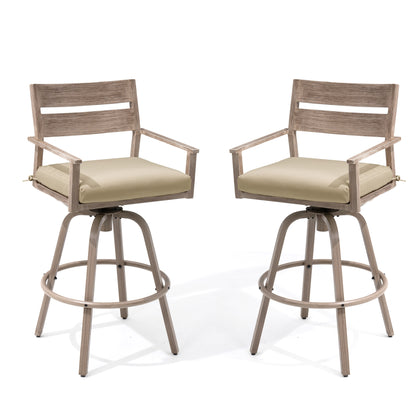 Crestlive Products Aluminum Outdoor Swivel Bar Stool Set of 2 with Sunbrella Cushion
