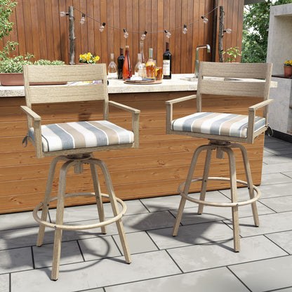 Crestlive Products Aluminum Outdoor Swivel Bar Stool Set of 2 with Sunbrella Cushion
