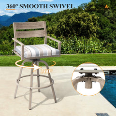 Aluminum Swivel Outdoor Bar Stool Set of 2 with Sunbrella Cushion