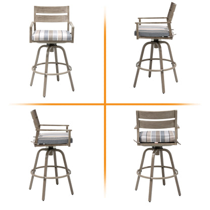 Crestlive Products Aluminum Outdoor Swivel Bar Stool Set of 2 with Sunbrella Cushion