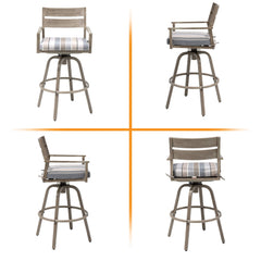Aluminum Swivel Outdoor Bar Stool Set of 2 with Sunbrella Cushion
