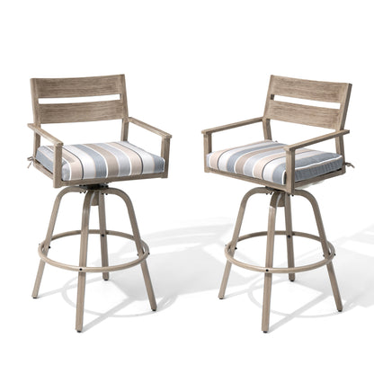 Crestlive Products Aluminum Outdoor Swivel Bar Stool Set of 2 with Sunbrella Cushion