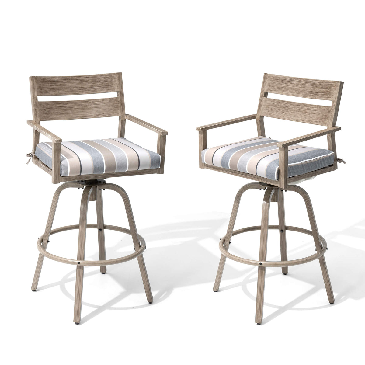 Aluminum Swivel Outdoor Bar Stool Set of 2 with Sunbrella Cushion