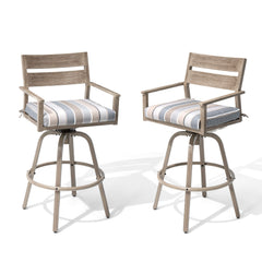 Aluminum Swivel Outdoor Bar Stool Set of 2 with Sunbrella Cushion
