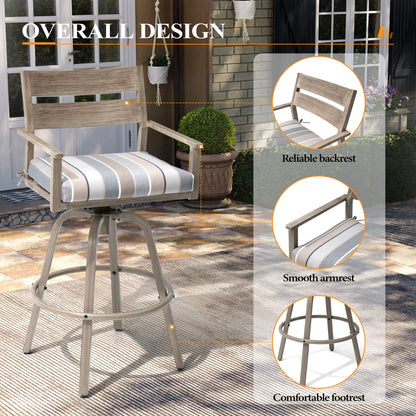 Crestlive Products Aluminum Outdoor Swivel Bar Stool Set of 2 with Sunbrella Cushion