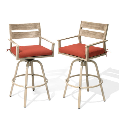 Crestlive Products Aluminum Outdoor Swivel Bar Stool Set of 2 with Sunbrella Cushion