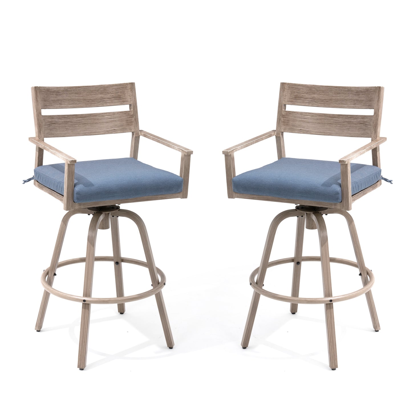 Crestlive Products Aluminum Outdoor Swivel Bar Stool Set of 2 with Sunbrella Cushion
