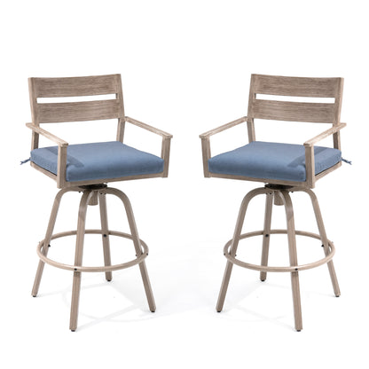 Crestlive Products Aluminum Outdoor Swivel Bar Stool Set of 2 with Sunbrella Cushion