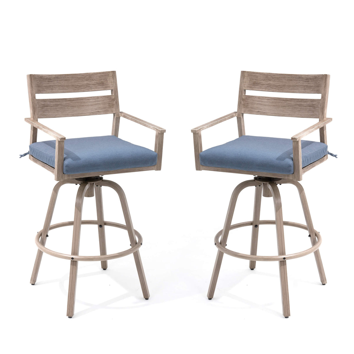 Aluminum Swivel Outdoor Bar Stool Set of 2 with Sunbrella Cushion