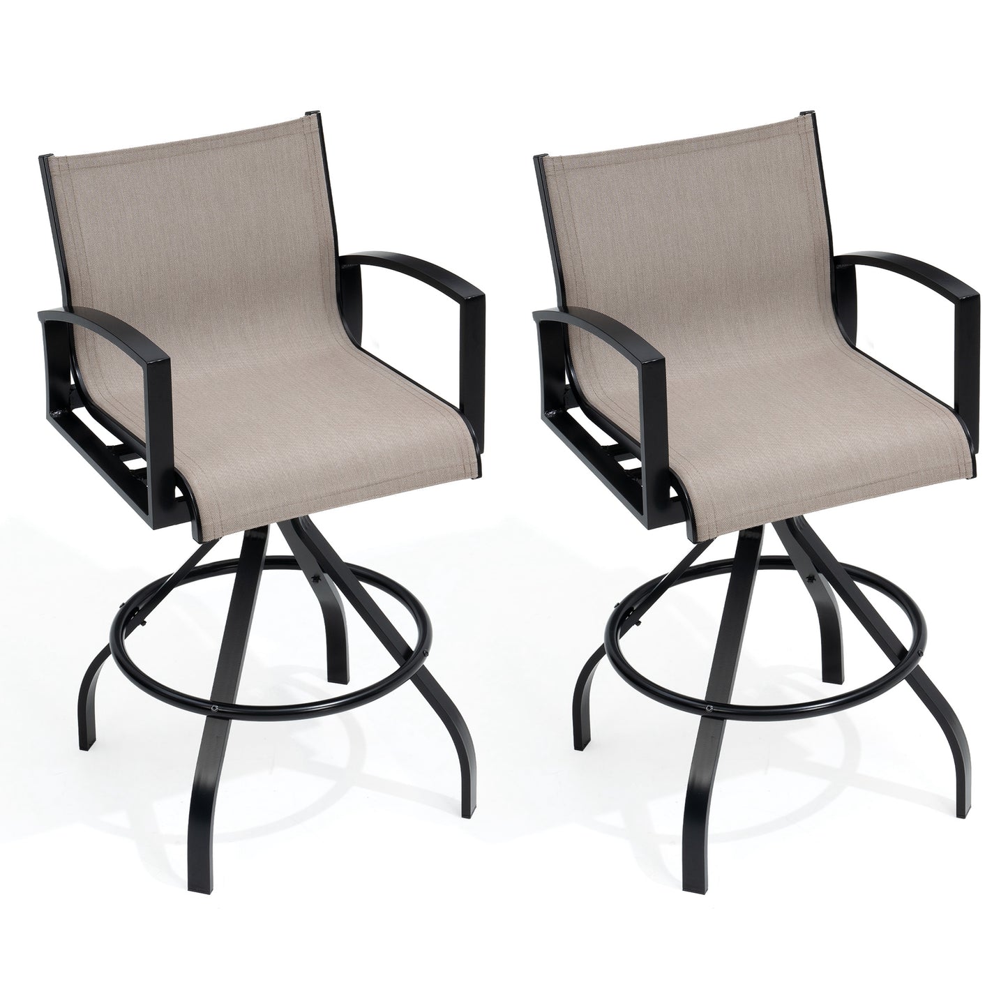 Crestlive Products Aluminum Outdoor Swivel Bar Stool Set of 2 with Sunbrella Fabric