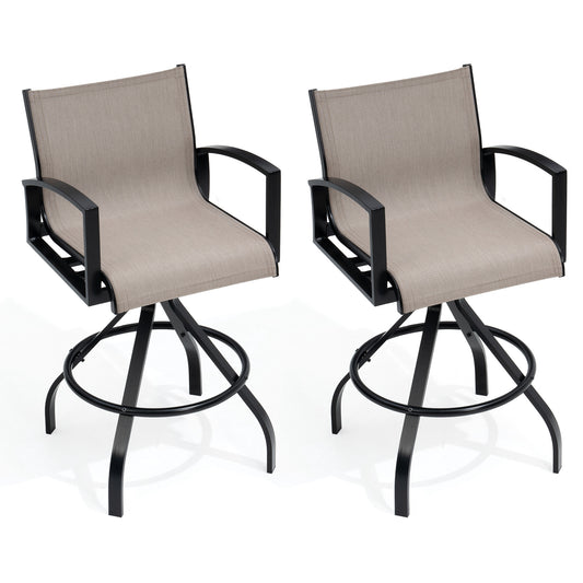 Crestlive Products Aluminum Outdoor Swivel Bar Stool Set of 2 with Sunbrella Fabric