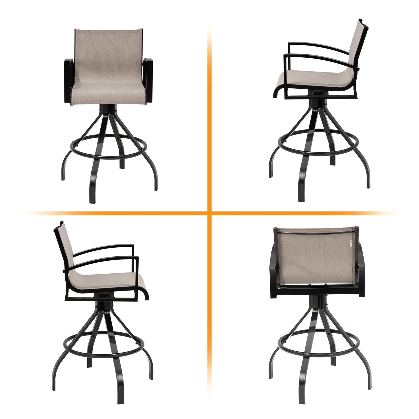 Crestlive Products Aluminum Outdoor Swivel Bar Stool Set of 2 with Sunbrella Fabric