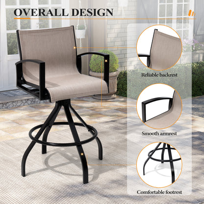 Crestlive Products Aluminum Outdoor Swivel Bar Stool Set of 2 with Sunbrella Fabric