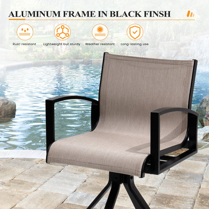 Crestlive Products Aluminum Outdoor Swivel Bar Stool Set of 2 with Sunbrella Fabric