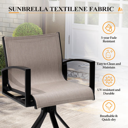Crestlive Products Aluminum Outdoor Swivel Bar Stool Set of 2 with Sunbrella Fabric