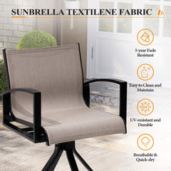Aluminum Swivel Outdoor Bar Stool Set of 2 with Sunbrella