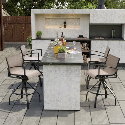 Crestlive Products Aluminum Outdoor Swivel Bar Stool Set of 2 with Sunbrella Fabric