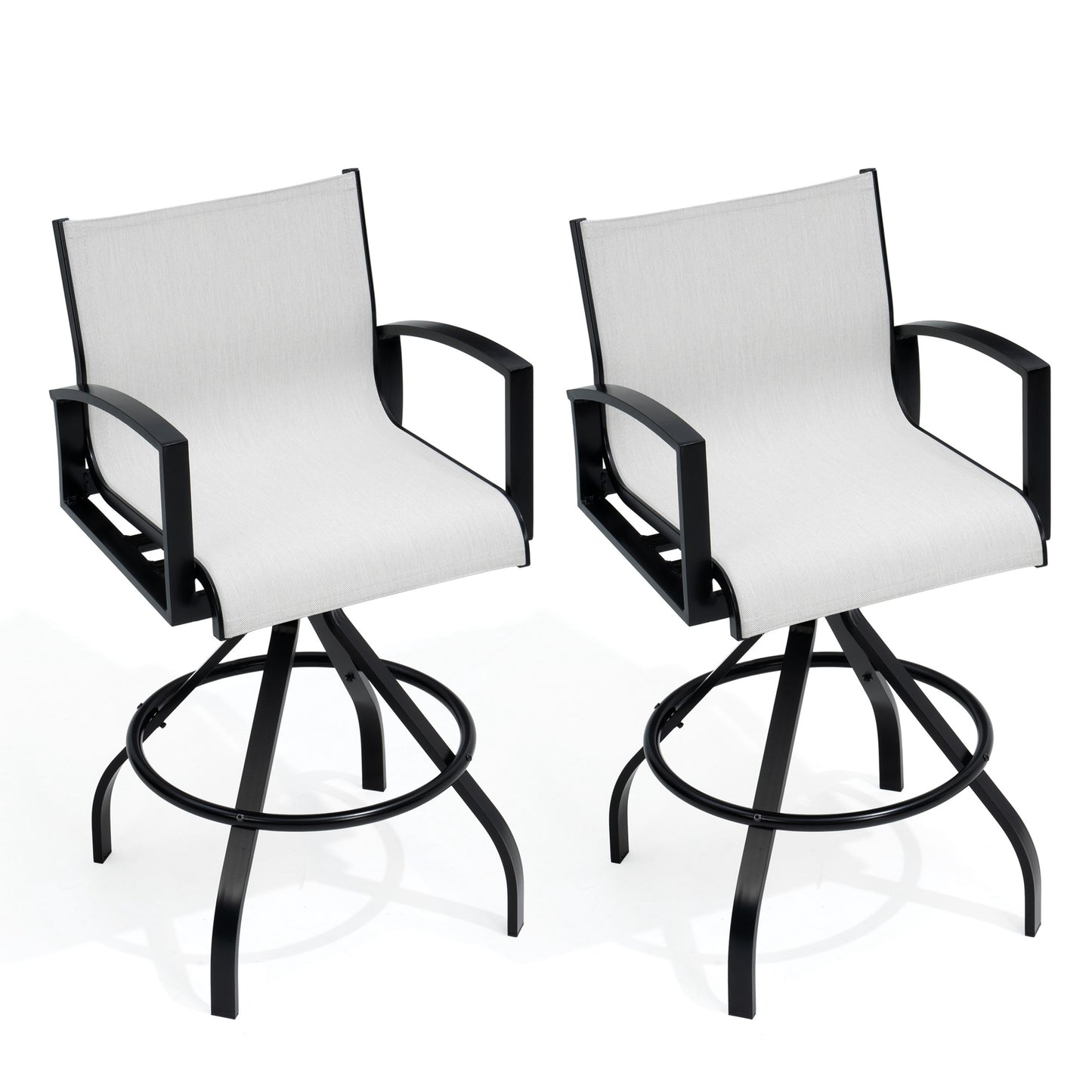 Crestlive Products Aluminum Outdoor Swivel Bar Stool Set of 2 with Sunbrella Fabric