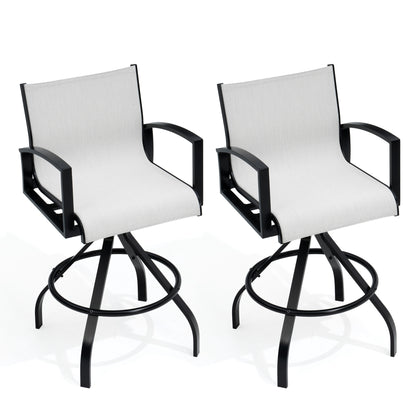 Crestlive Products Aluminum Outdoor Swivel Bar Stool Set of 2 with Sunbrella Fabric