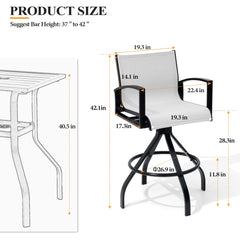 Aluminum Swivel Outdoor Bar Stool Set of 2 with Sunbrella