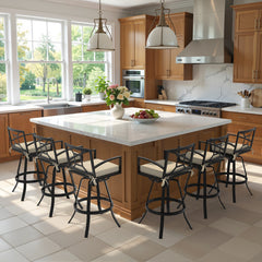 Aluminum Swivel Outdoor Bar Stool Set of 2 with Sunbrella Cushions