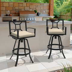 Aluminum Swivel Outdoor Bar Stool Set of 2 with Sunbrella Cushions