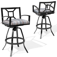 Aluminum Swivel Outdoor Bar Stool Set of 2 with Sunbrella Cushions