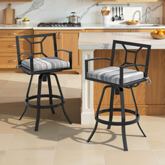 Aluminum Swivel Outdoor Bar Stool Set of 2 with Sunbrella Cushions