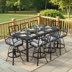 Aluminum Swivel Outdoor Bar Stool Set of 2 with Sunbrella Cushions