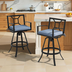 Aluminum Swivel Outdoor Bar Stool Set of 2 with Sunbrella Cushions