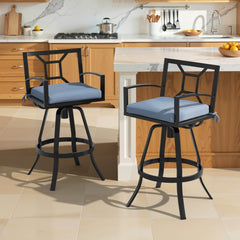 Aluminum Swivel Outdoor Bar Stool Set of 2 with Sunbrella Cushions