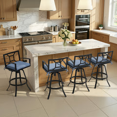 Aluminum Swivel Outdoor Bar Stool Set of 2 with Sunbrella Cushions
