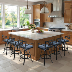 Aluminum Swivel Outdoor Bar Stool Set of 2 with Sunbrella Cushions