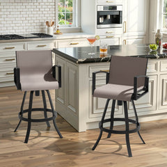 Aluminum Swivel Outdoor Bar Stool Set of 2 in Sunbrella