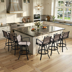 Aluminum Swivel Outdoor Bar Stool Set of 2 in Sunbrella